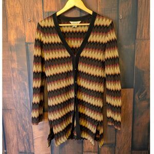 Exclusively Misook Womens Chevron Cardigan Knit Sweater Size Small Western